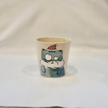 Ceramic Mug with Christmas cat wearing a cosy scarf