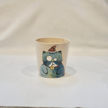 Ceramic Mug with Christmas cat and daisy