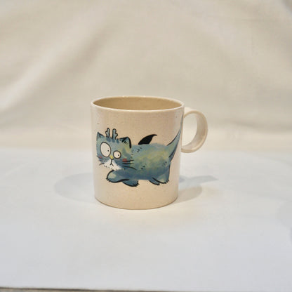 Ceramic mug with cat dragon wings