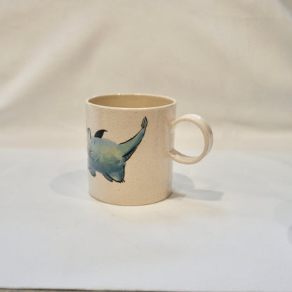 Ceramic mug with cat dragon wings