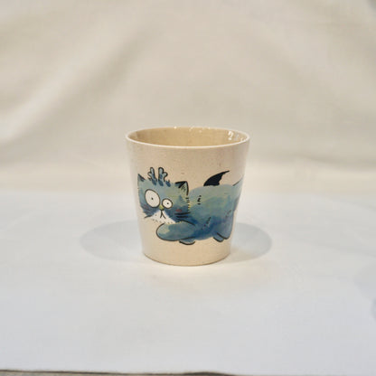 Ceramic mug with cat dragon wings