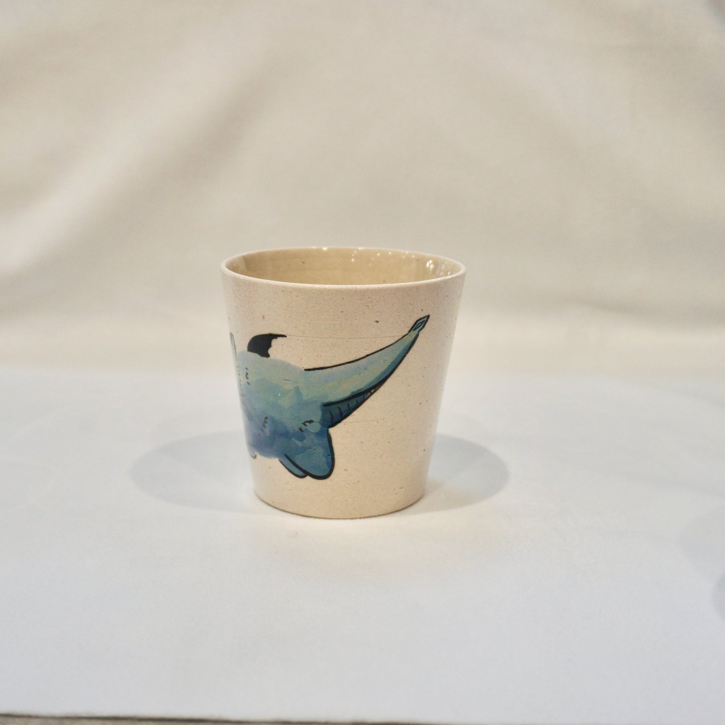 Ceramic mug with cat dragon wings