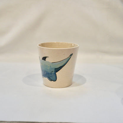 Ceramic mug with cat dragon wings
