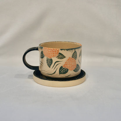 Panda Hydrangea Cup And Saucer