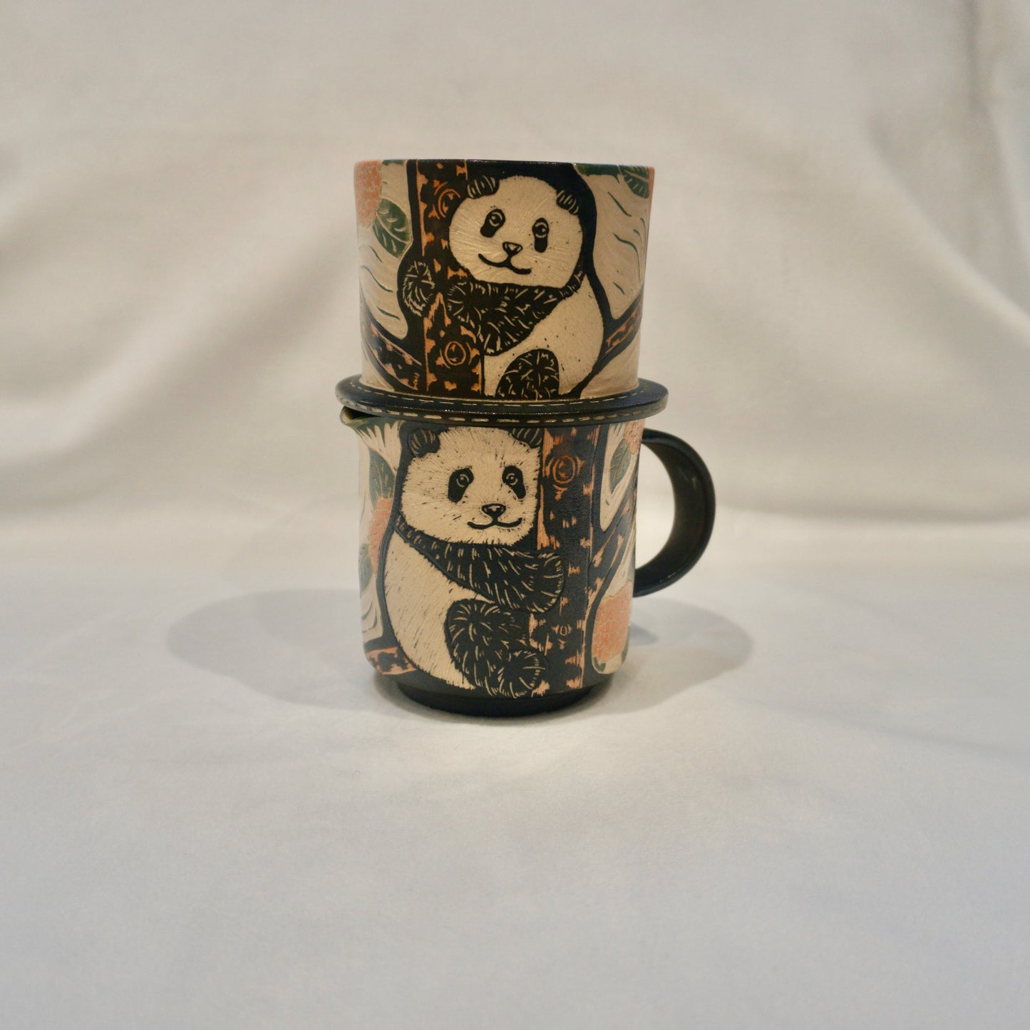 Panda Hydrangea Pour-Over Coffee Set