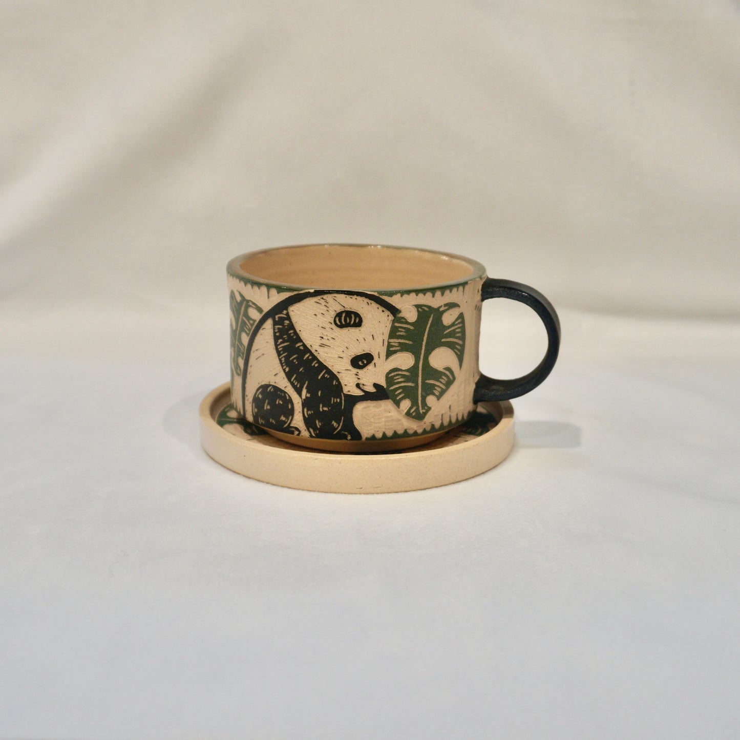 Green Panda Cup And Saucer
