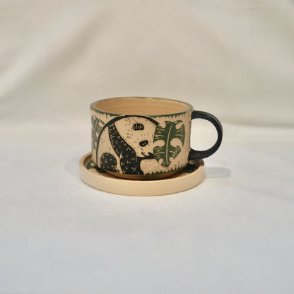 Green Panda Cup And Saucer