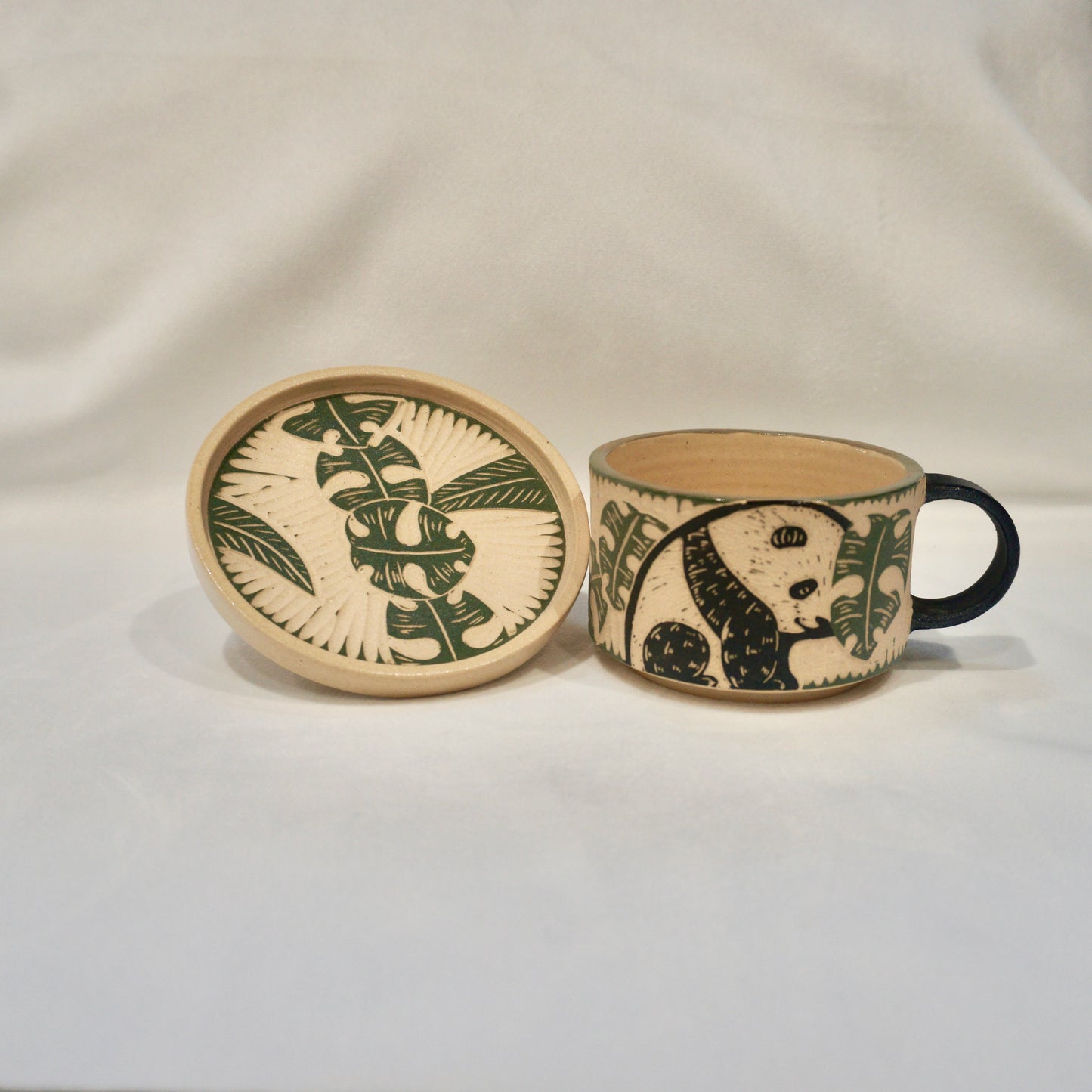 Green Panda Cup And Saucer