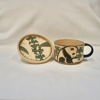 Green Panda Cup And Saucer