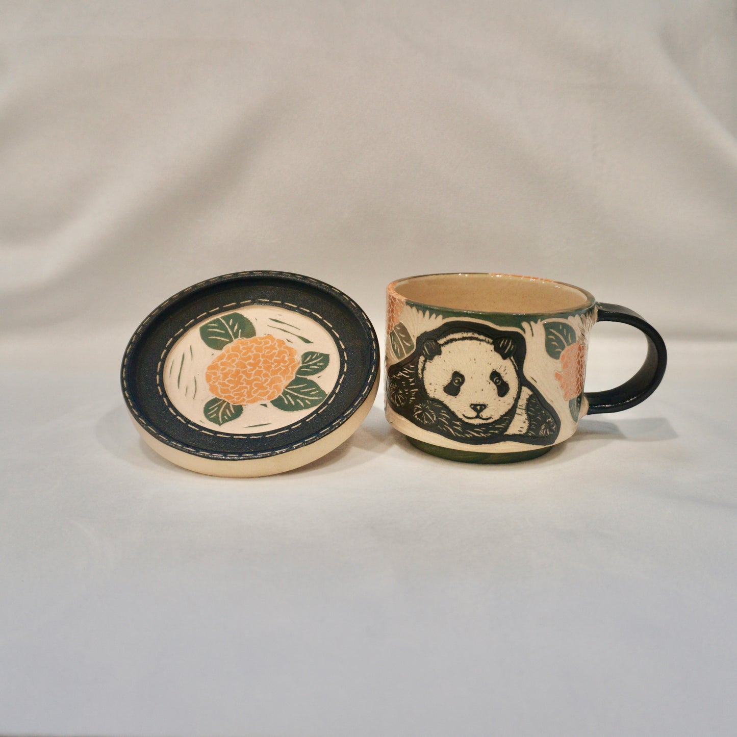 Panda Hydrangea Cup And Saucer