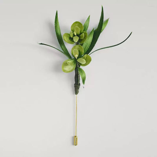 Green Orchid Silk Velvet Flower Brooch