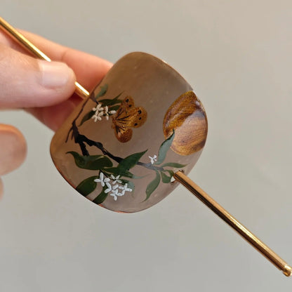 Lacquer Gold Butterfly Osmanthus Grove Hairpin