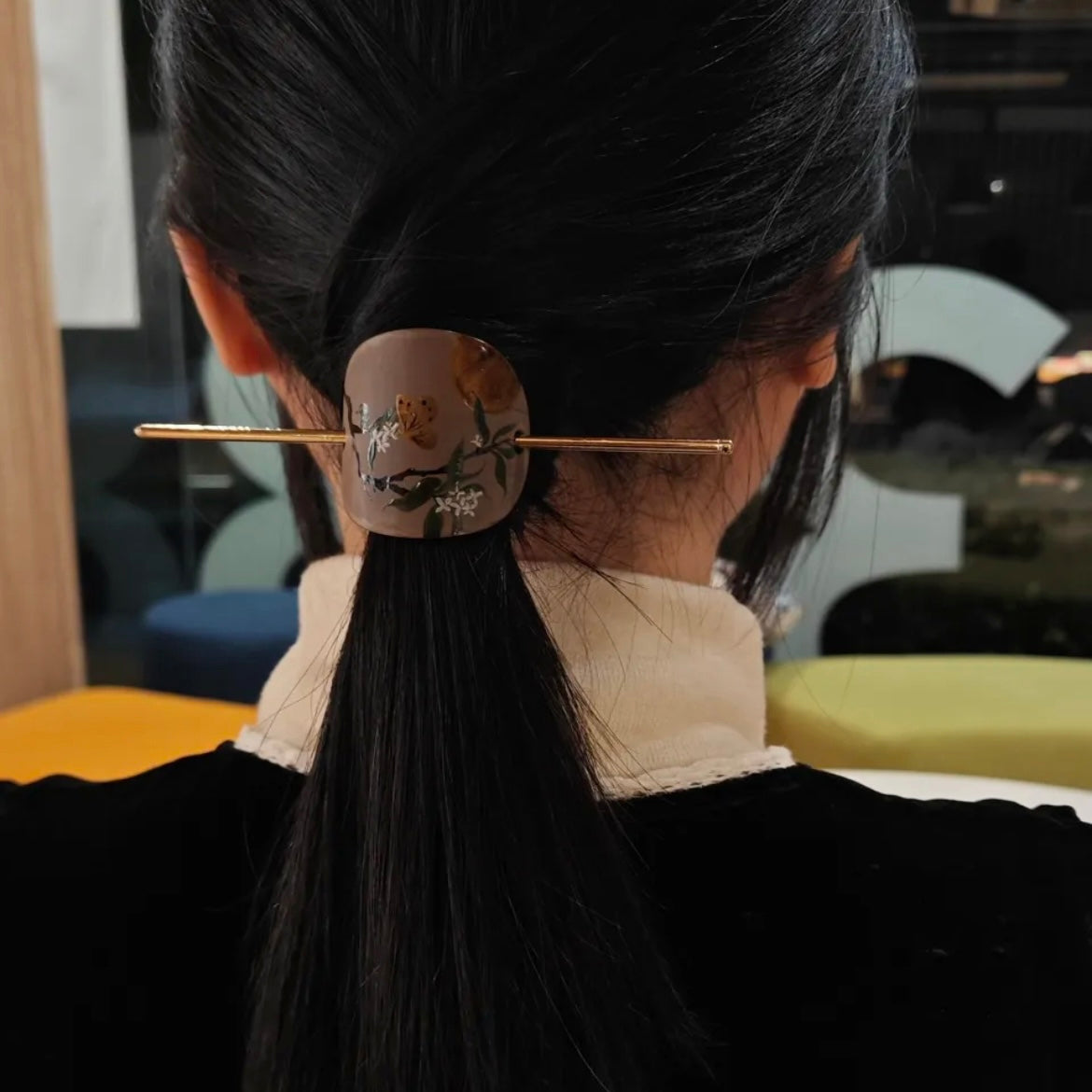 Lacquer Gold Butterfly Osmanthus Grove Hairpin