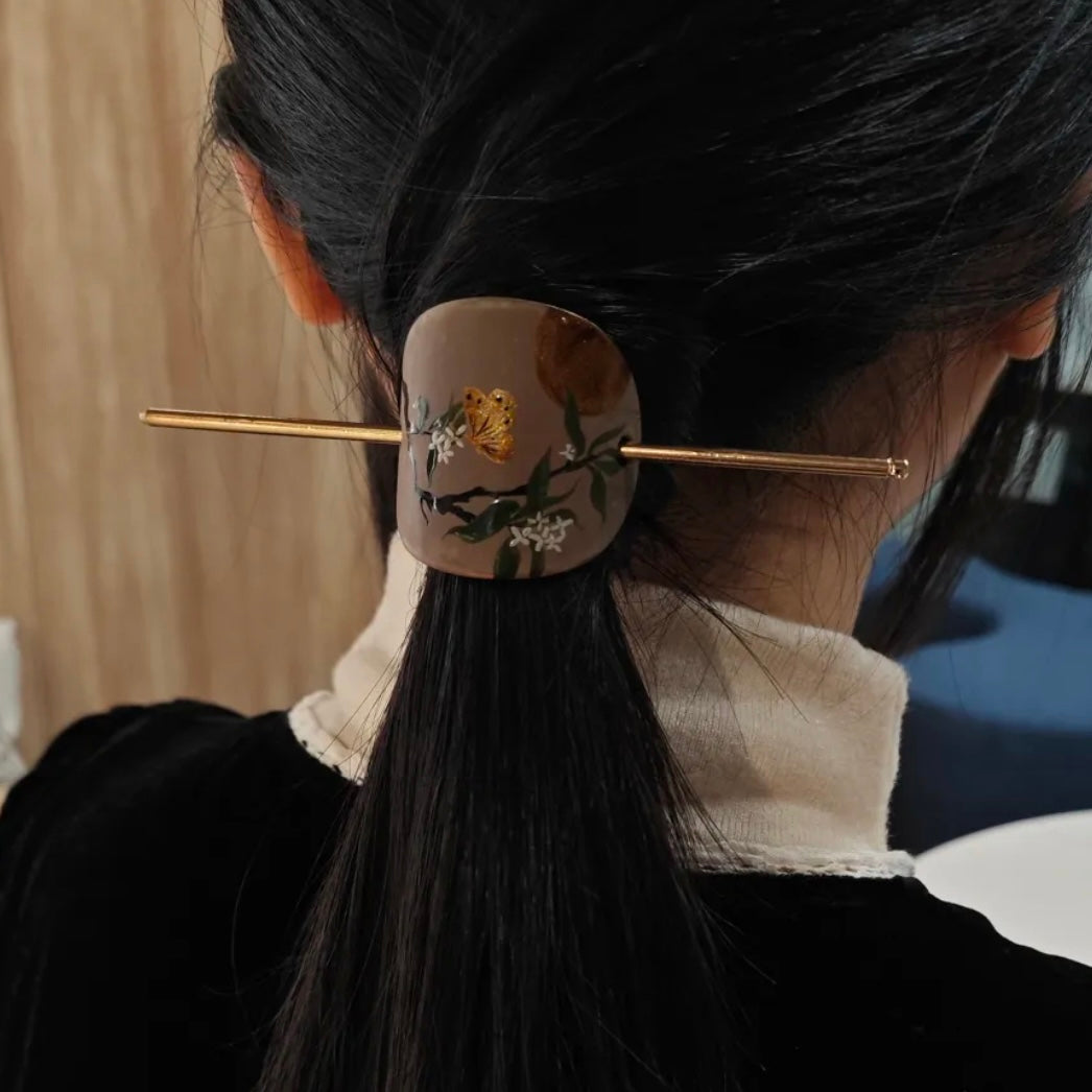 Lacquer Gold Butterfly Osmanthus Grove Hairpin