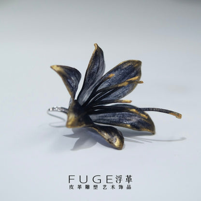 Black Tuberose Golden Tip Earring