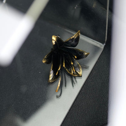 Black Tuberose Golden Tip Earring